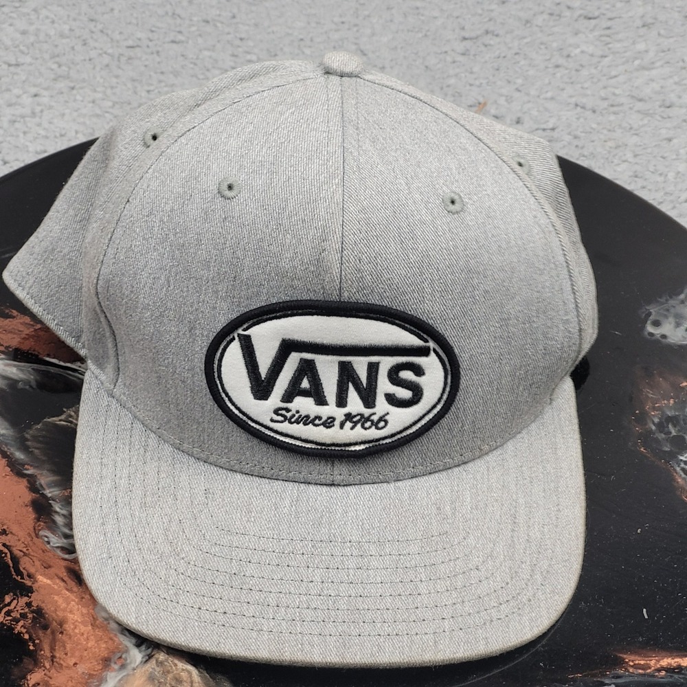 Vans Snapback Hat Gray Since 1966 Logo Flat Brim Baseball Cap Men's One Size‎